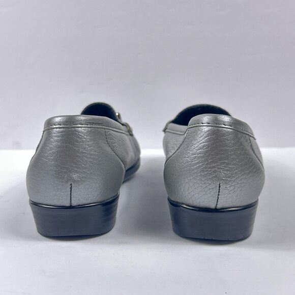 SAS Metro Shoes Womens 7 W Silver Pewter Leather Bit Loafers Tripad Comfort - Picture 6 of 10